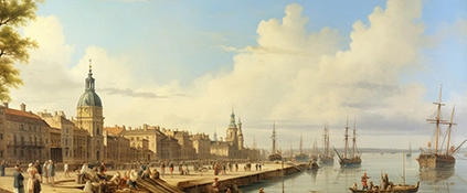 Historic Painting of Bordeaux Port